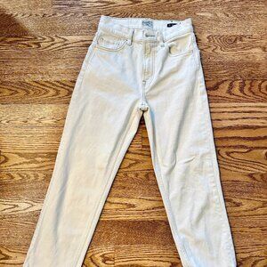 Faherty Organic White Cotton Denim Jeans, Size 24